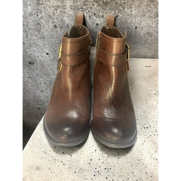 Arturo Chiang Ankle Boots Womens 6M Bryson Brown Leather Zip Up Bootie W/Buckles - Picture 3 of 12